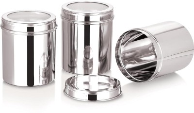 Freshia Stainless Steel, Steel Grocery Container  - 750 ml(Pack of 3, Silver)