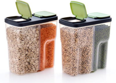Ladylove Plastic Grocery Container  - 2500 ml(Pack of 2, Green)