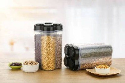Zubix Plastic Grocery Container  - 2500 ml(Pack of 2, Multicolor)