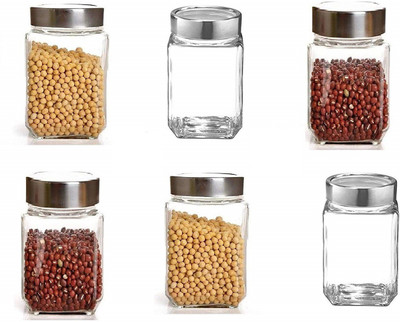 NAVPATH Glass Grocery Container  - 300 ml(Pack of 6, Clear)