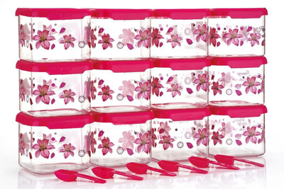 Mahadevent Plastic Grocery Container  - 600 ml(Pack of 12, Pink)