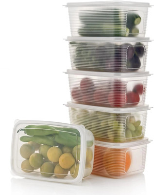 Romp and Role Plastic Grocery Container  - 1800 ml(Pack of 6, White)