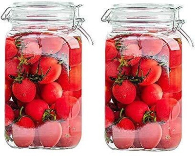 PLENARO Glass Utility Container  - 1000 ml(Pack of 2, White)