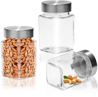 Pure Source India Glass Grocery Container  - 250 ml(Pack of 3, Clear)