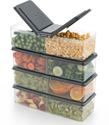 Raghunandan Plastic Fridge Container  - 1700 ml(Pack of 4, Grey)