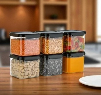 ALKAR Plastic Fridge Container  - 500 ml(Pack of 6, Black)
