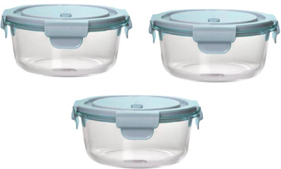 IndusBay Glass Fridge Container  - 400 ml(Pack of 3, Blue)