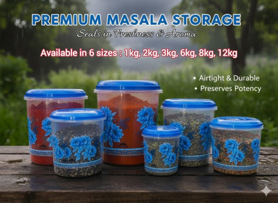 Devashree Plastic Grocery Container  - 1 L, 2 L, 3 L, 6 L, 8 L, 12 L(Pack of 6, Blue)