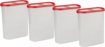 Cutting EDGE Plastic Grocery Container  - 2400 ml(Pack of 4, Red)