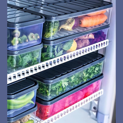 Alvinos Plastic Fridge Container  - 1200 ml(Pack of 6, Grey)