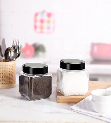 Coozico Glass Cookie Jar  - 600 ml(Pack of 2, Clear)