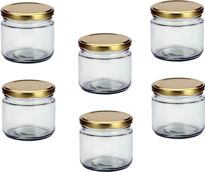 AFAST Glass Cookie Jar  - 350 ml(Pack of 6, Clear)