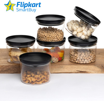Flipkart SmartBuy Plastic Grocery Container  - 500 ml(Pack of 6, Black)