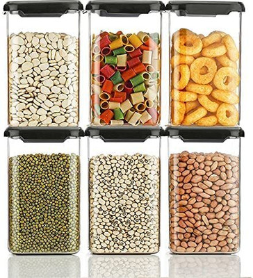 DXDT Plastic Grocery Container  - 1100 ml(Pack of 6, Black)