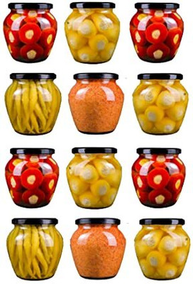 Coozico Glass Cookie Jar  - 400 ml(Pack of 12, Clear)