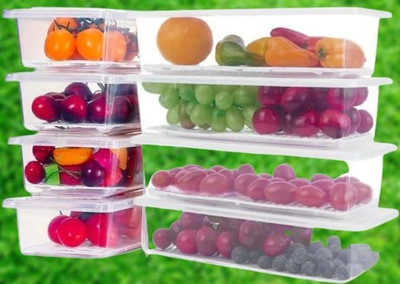 RABBITO Plastic Fridge Container  - 1500 ml(Pack of 6, White)