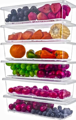 glasco Plastic Fridge Container  - 1500 ml(Pack of 6, White)