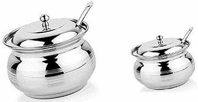 Elima Steel Utility Container  - 400 ml, 250 ml(Pack of 2, Silver)