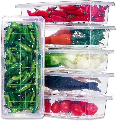 DEEJET Plastic Fridge Container  - 1500 ml(Pack of 6, White)