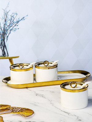 ROXX Ceramic Grocery Container  - 220 ml(Pack of 7, White)