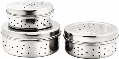 geist Steel Utility Container  - 500 ml, 600 ml, 750 ml(Pack of 3, Silver)