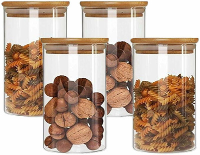 GOOD TO GREAT CREATION Glass Grocery Container  - 1000 ml(Pack of 4, Clear)