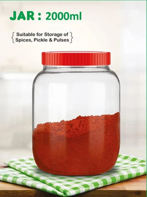 Glassbunny Glass Grocery Container  - 2000 ml(Red)