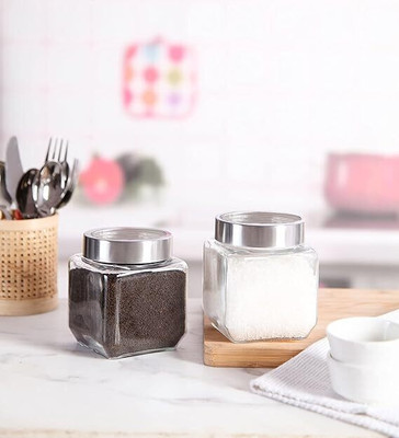 PANEL'S Glass Grocery Container  - 600 ml(Pack of 2, Clear)