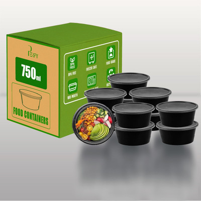 PERFY Plastic Utility Container  - 750 ml(Pack of 10, Black)