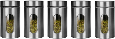NAVPATH Steel Grocery Container  - 550 ml(Pack of 5, Silver)