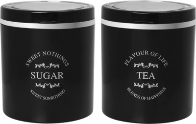 Jaypee Plus Polypropylene Tea Coffee & Sugar Container  - 750 ml, 750 ml(Pack of 2, Black)