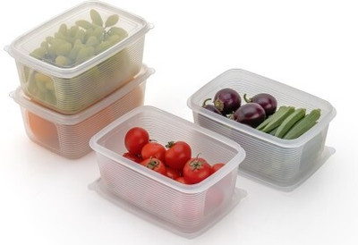 Lamounte Plastic Fridge Container  - 1000 ml(Pack of 6, Clear)
