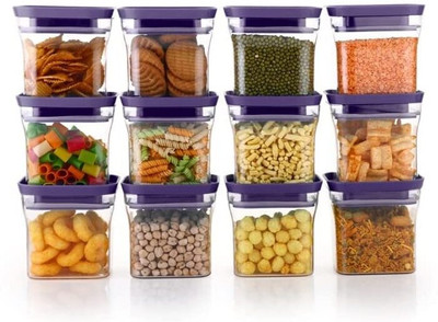 SUNSTONE Plastic Grocery Container  - 600 ml(Pack of 12, Violet)