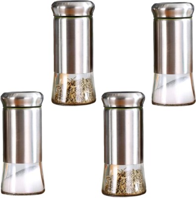 KRIVETY Glass, Stainless Steel Utility Container  - 100 ml(Pack of 4, Silver)