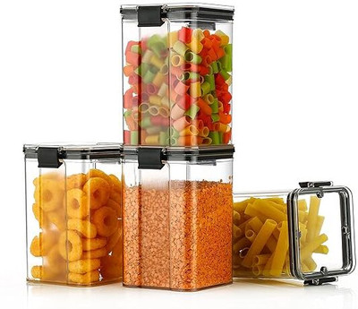 burn rock Plastic Cereal Dispenser  - 1100 ml(Pack of 4, Transparent)