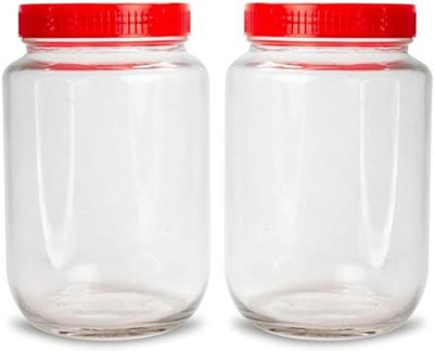 HomiQ Glass Grocery Container  - 2000 ml(Pack of 2, Clear)