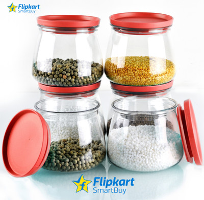 Flipkart SmartBuy Plastic Grocery Container  - 900 ml(Pack of 6, Red)