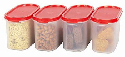Cutting EDGE Essentials Plastic Grocery Container  - 1200 ml(Pack of 4, Red)