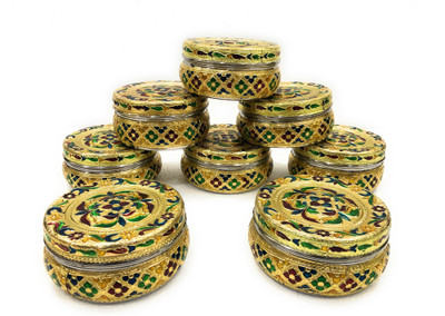 NAVRANG Steel Utility Container  - 250 ml(Pack of 8, Gold)