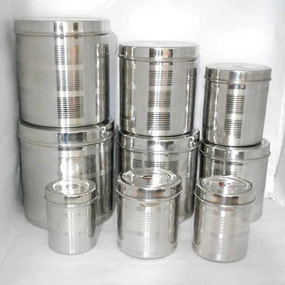 Liolis Steel Grocery Container  - 300 ml, 4 ml(Pack of 9, Silver)