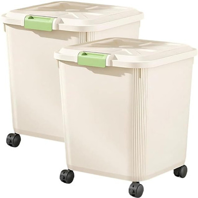 Ginoya Brothers Plastic Grocery Container  - 18 kg(Pack of 2, Off White)