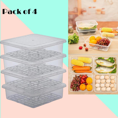 AIROMOON Plastic Fridge Container  - 2500 ml(Pack of 4, White)