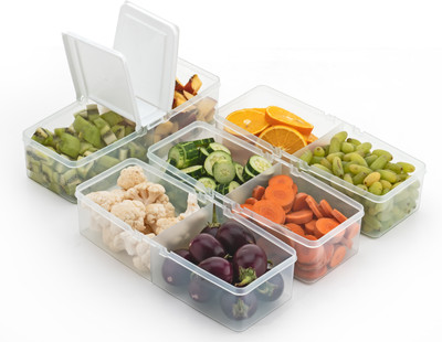 HASHFLOW Plastic Fridge Container  - 1700 ml(Pack of 4, White)