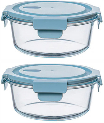 IndusBay Glass Fridge Container  - 400 ml(Pack of 2, Blue)