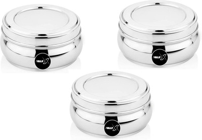 AOLLYX Stainless Steel Utility Container  - 250 ml(Pack of 3, Silver)