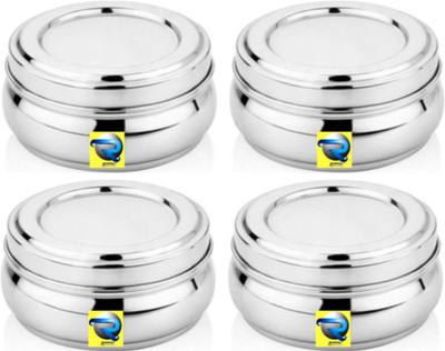 r777k Stainless Steel Utility Container  - 250 ml(Pack of 4, Silver)