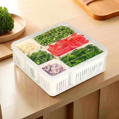 KUBER INDUSTRIES Plastic Fridge Container  - 6 L(Clear)
