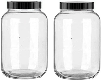 Brezzycloud Glass Pickle Jar  - 2000 ml, 2 kg(Pack of 2, Clear, Black)