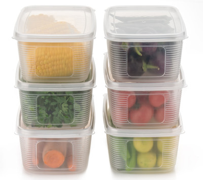 Zubix Plastic Fridge Container  - 1800 ml(Pack of 6, Clear)