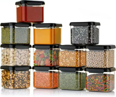 Zubix Plastic Grocery Container  - 500 ml(Pack of 12, Black)